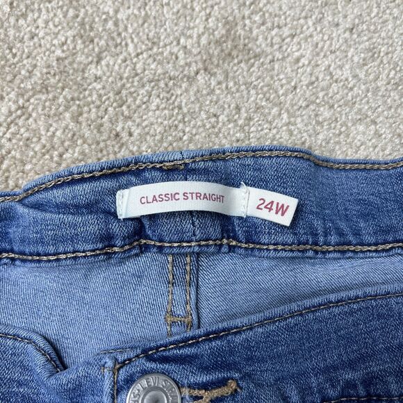 Levis Jeans Womens Plus Size 24W (42x 28) Classic Straight Blue Denim Stretch - Picture 2 of 11